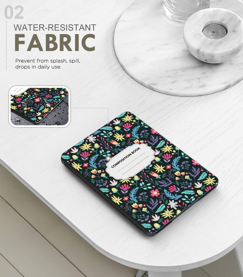 MoKo Case for 6.8" Kindle Paperwhite (11th Generation-2021) and Kindle Paperwhite Signature Edition, Light Shell Cover with Auto Wake/Sleep for Kindle Paperwhite 2021 E-Reader, Colorful Flowers - Image 3